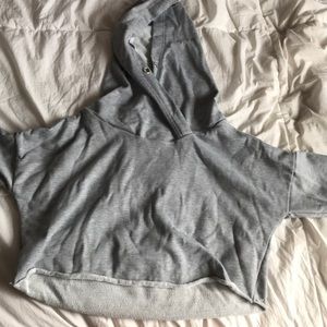hooded gray cropped sweatshirt